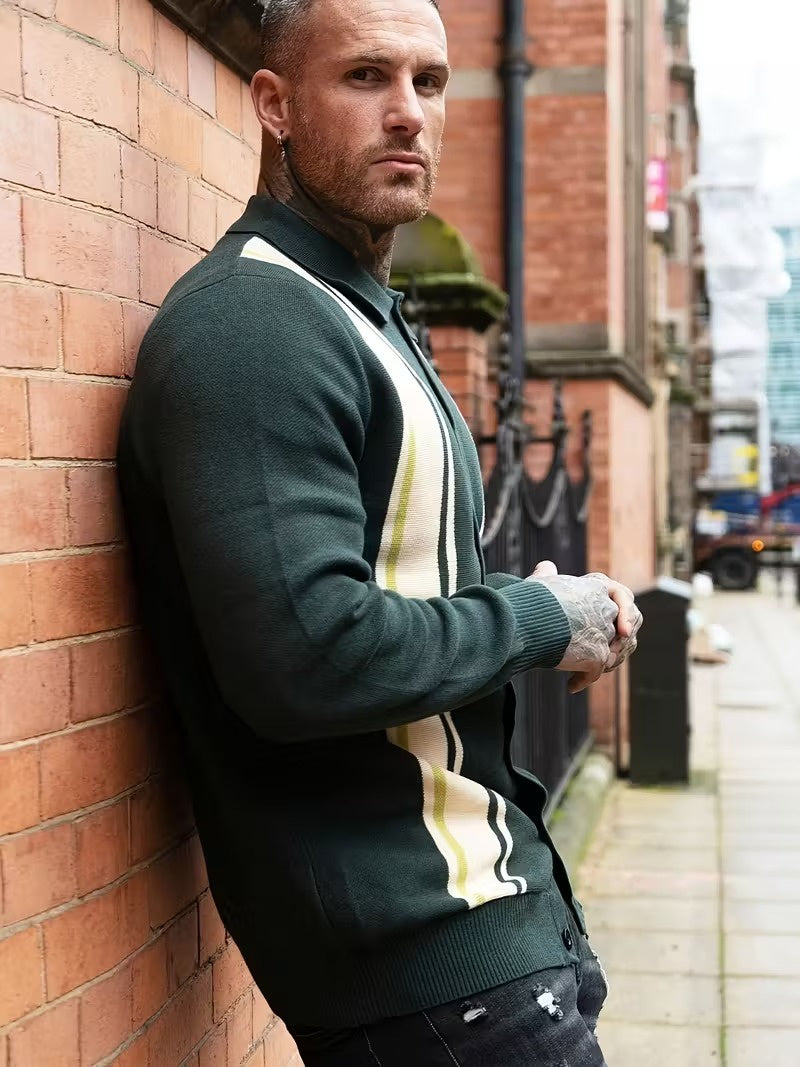 Men’s Button-Front Cardigan with Collar