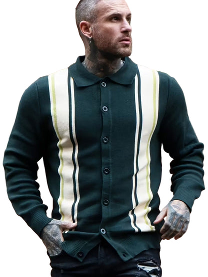 Men’s Button-Front Cardigan with Collar