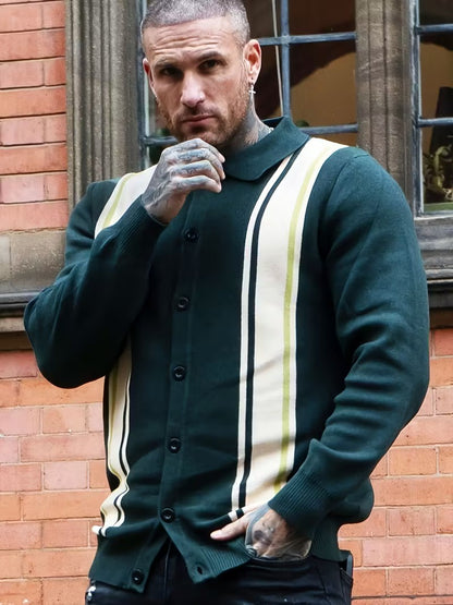 Men’s Button-Front Cardigan with Collar