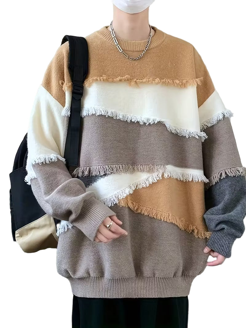 Men’s Sweater with Fringe Trim