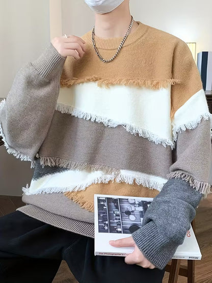 Men’s Sweater with Fringe Trim