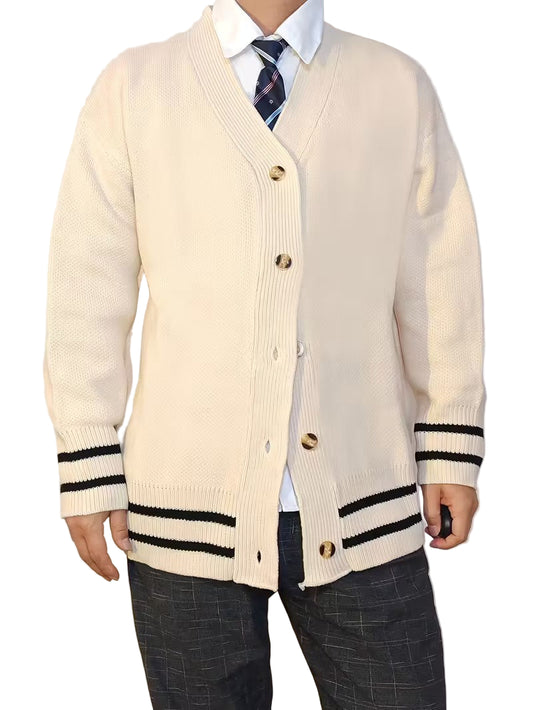 Men’s V-Neck Cardigan with Stripes