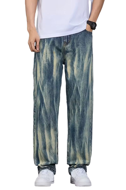 Men’s Wide Leg Pants with Vertical Streak Pattern