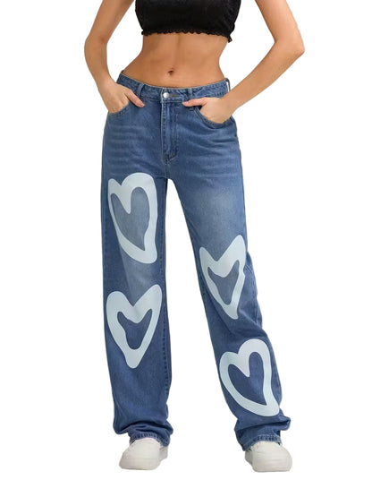 Women's Pants with Heart Pattern