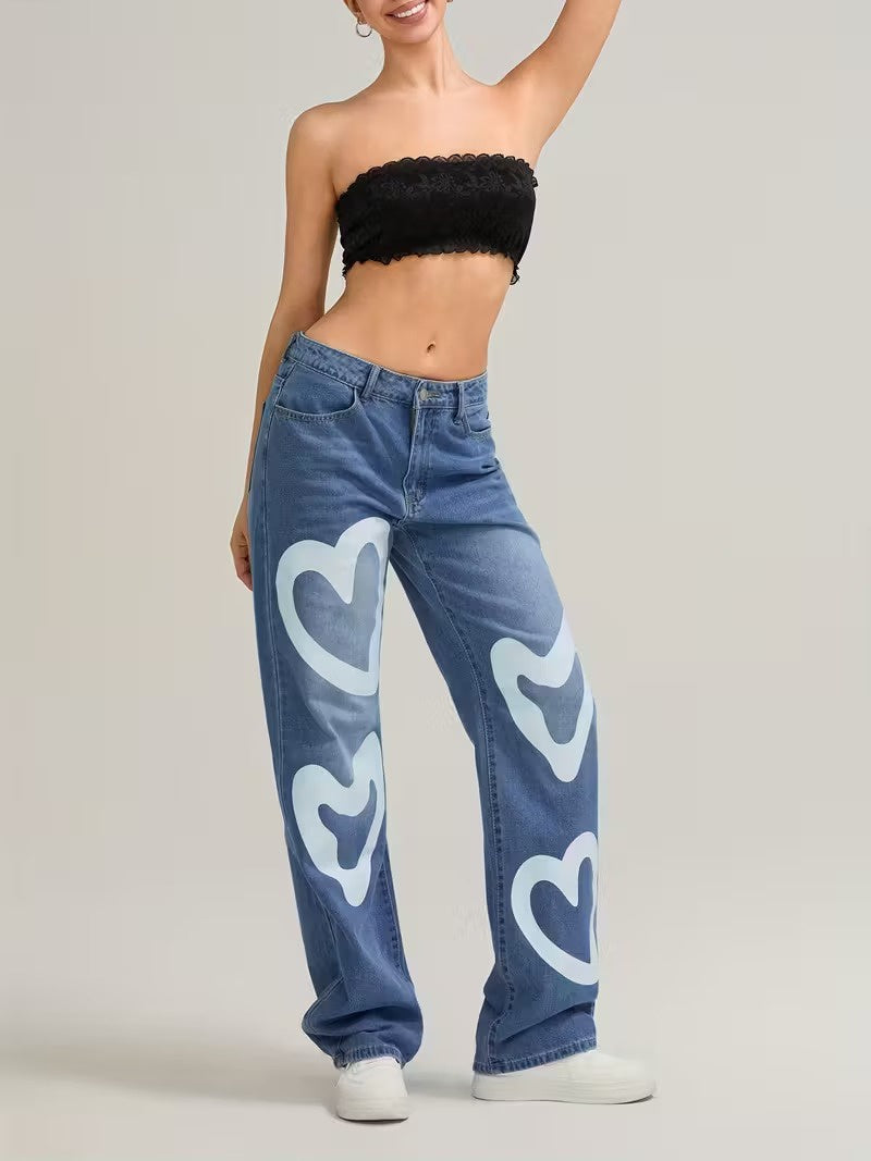 Women's Pants with Heart Pattern