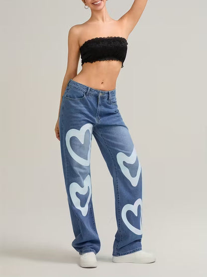 Women's Pants with Heart Pattern