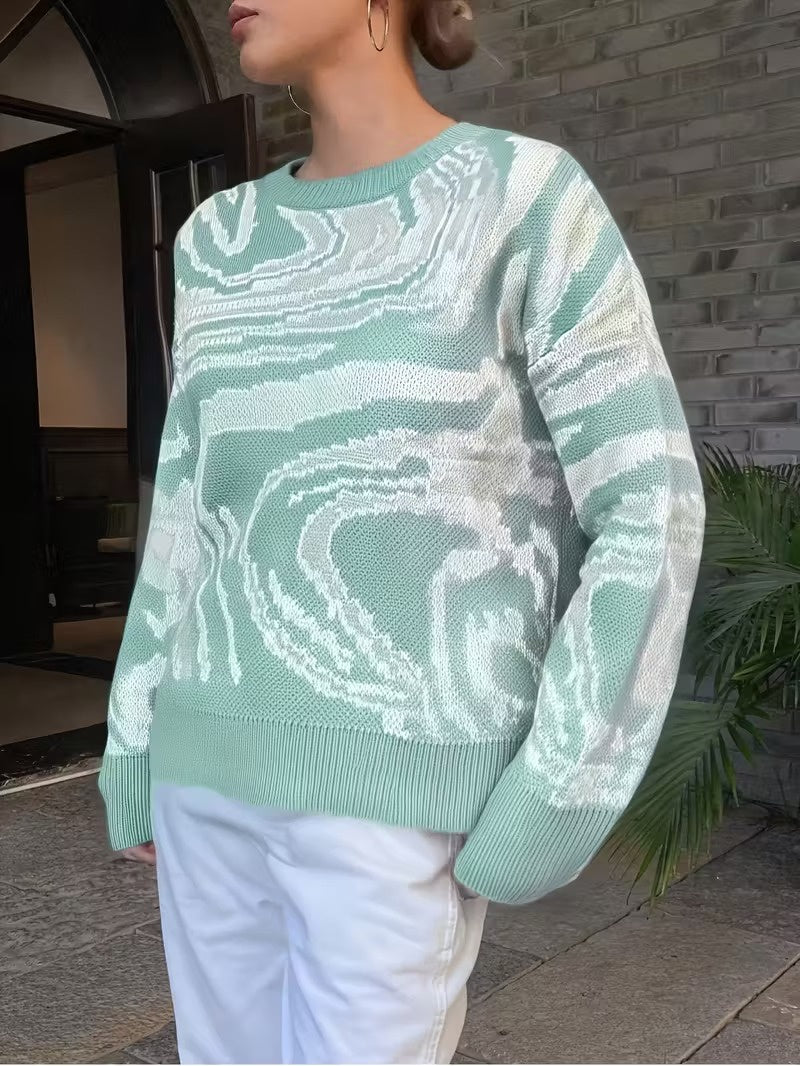 Women's Sweater with Two-Tone Pattern